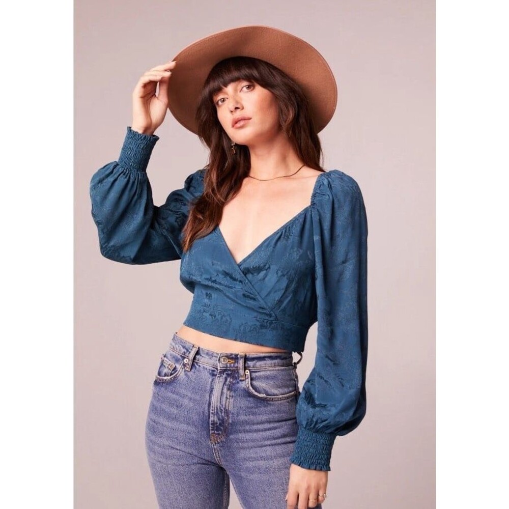 Band of the Free Camille Crossover Crop Top Deep Teal
Size Small